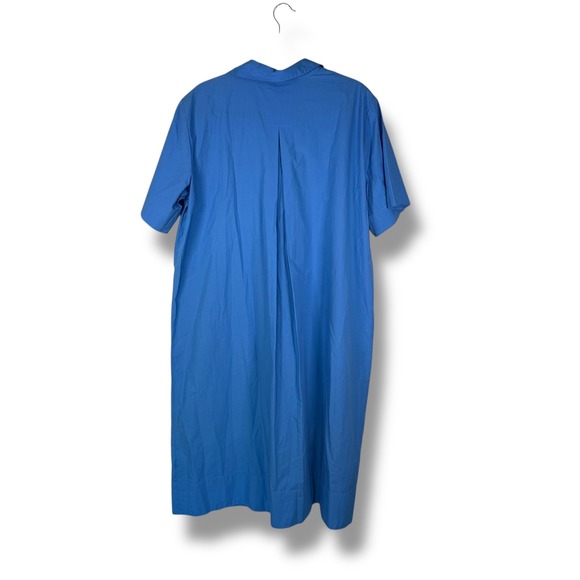 Eileen Fisher Blue Organic Cotton Collared Midi Shirt Dress L/G - Picture 6 of 9